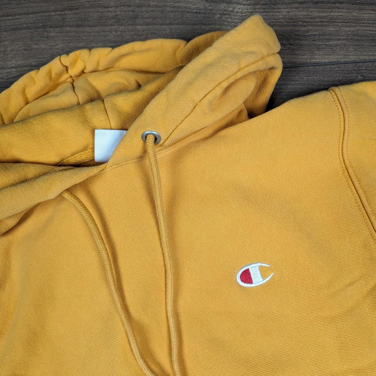 Champion Yellow Reverse Weave Embroidered Logo Hoodie Men's XS