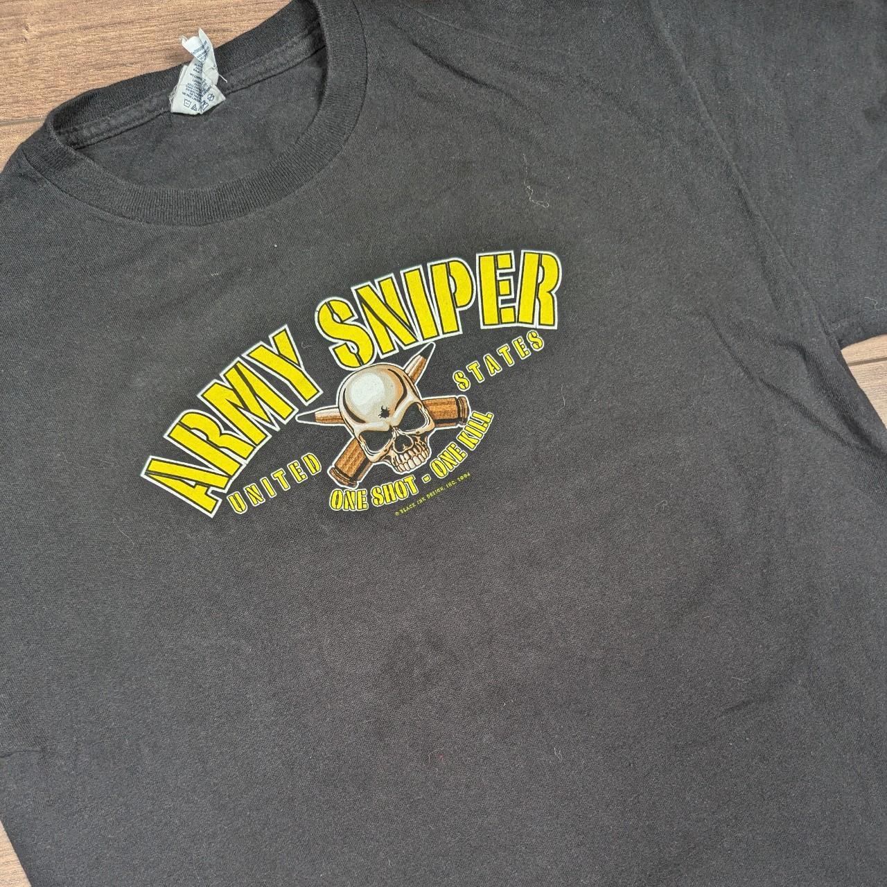 Black Vintage 2004 US Army Sniper Delta Pro Weight Graphic T-Shirt