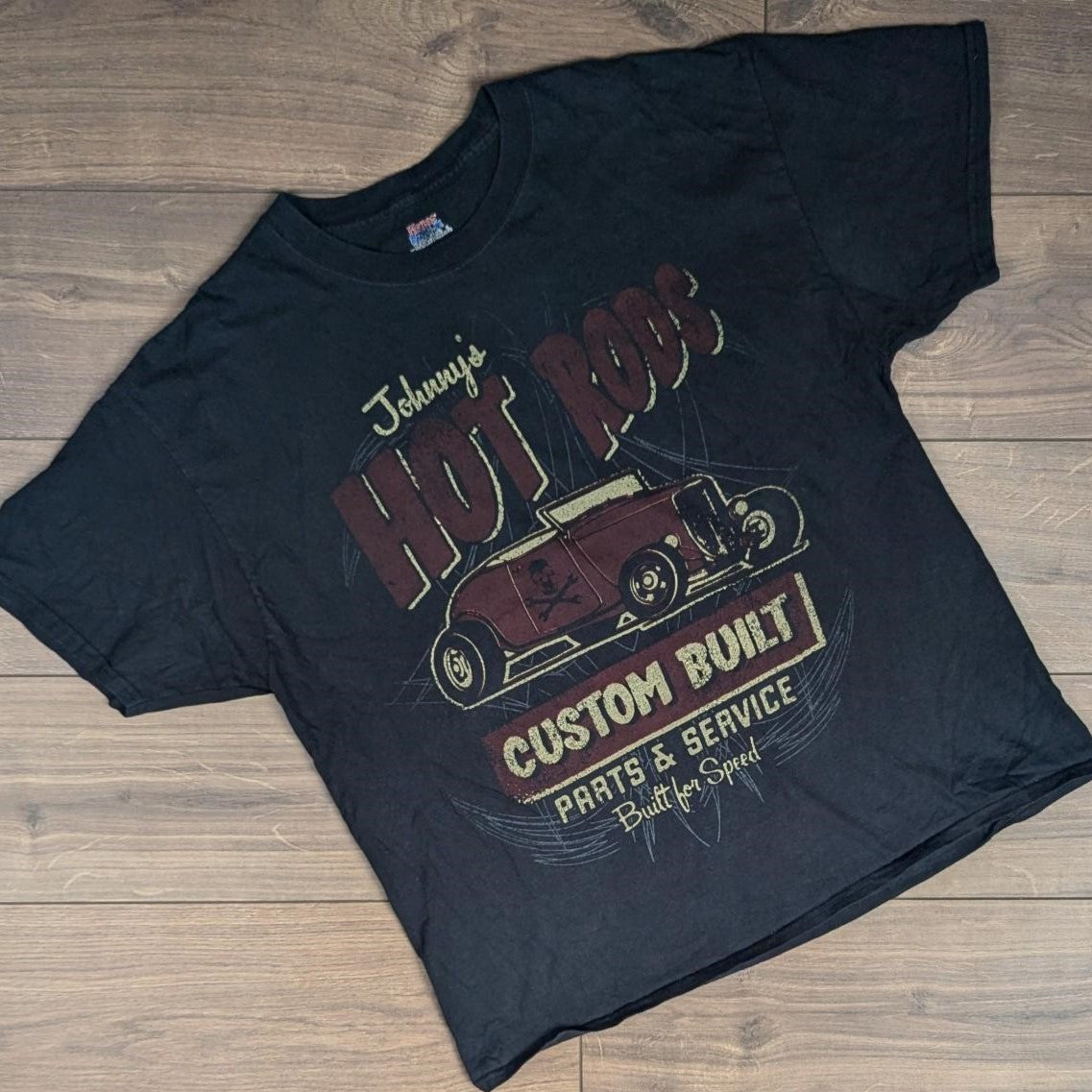 Black Vintage Johnny's Hot Rods Graphic T-Shirt Men's XL