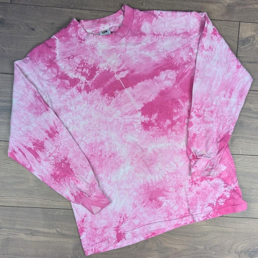 Vintage 90's Fruit of the Loom Pink Tie Dye Sweatshirt Women's L