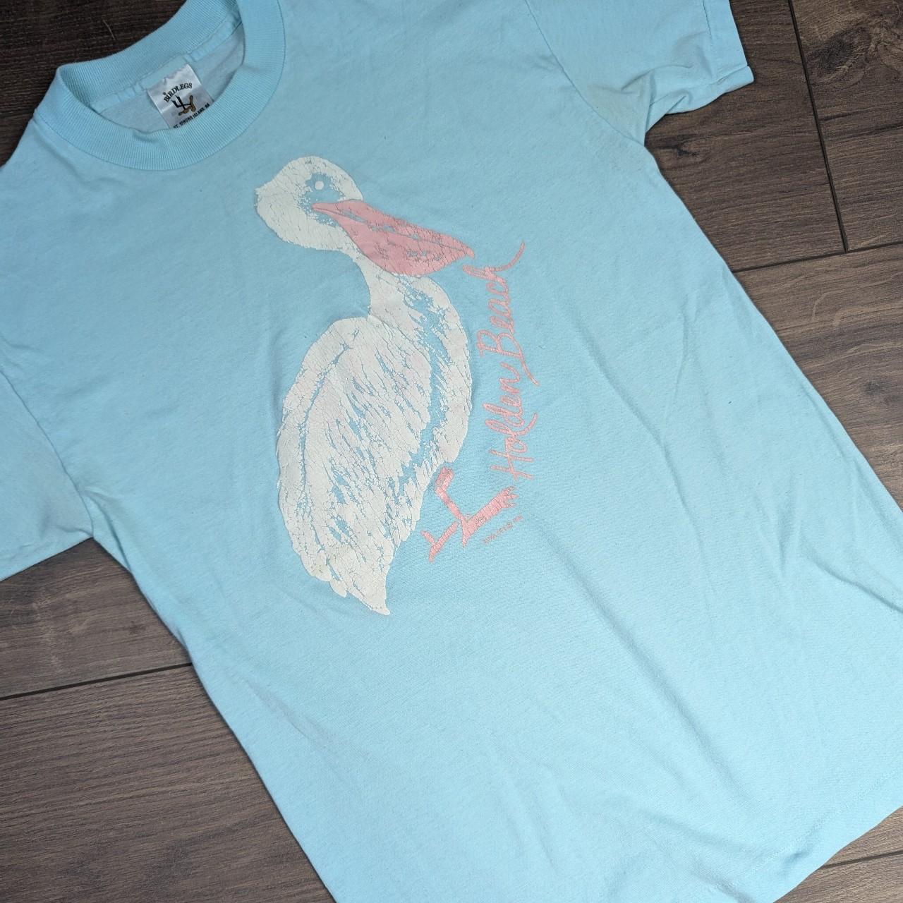 Vintage 90's Holden Beach Birdlegs Blue Pelican Graphic T-Shirt Women's M