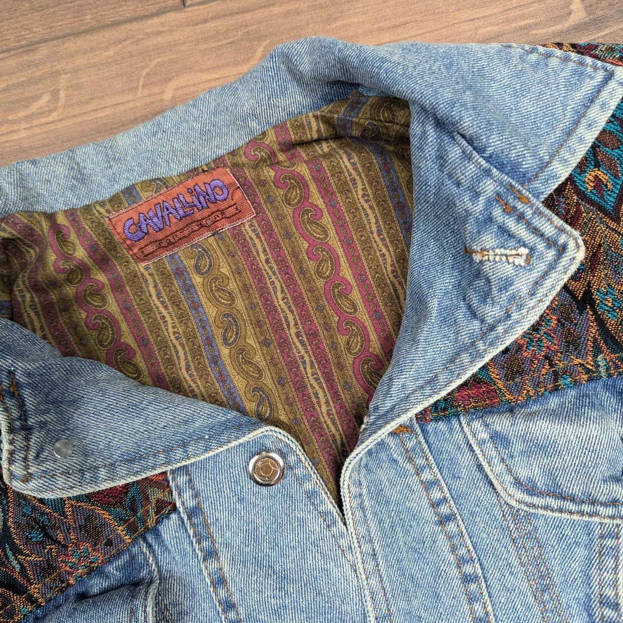 80's Vintage Cavallino Floral Paisley Lined Boxy Fit Denim Jacket