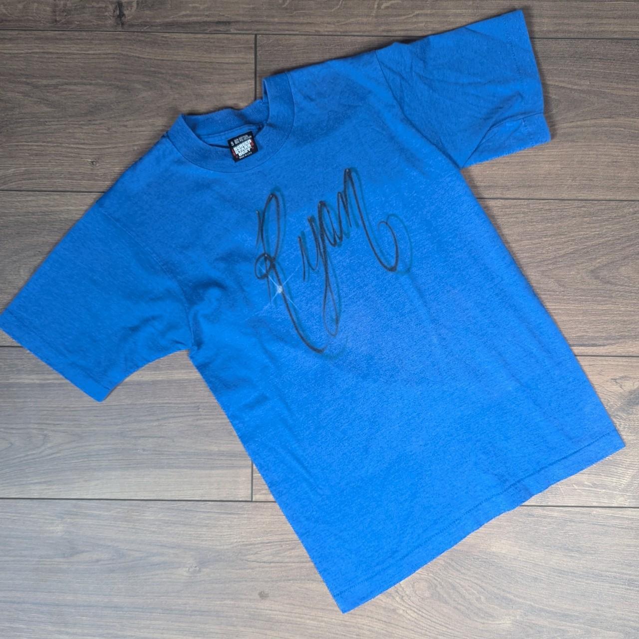 Vintage Screen Stars 80's 90's Blue "Ryan" Graphic T-Shirt Size S