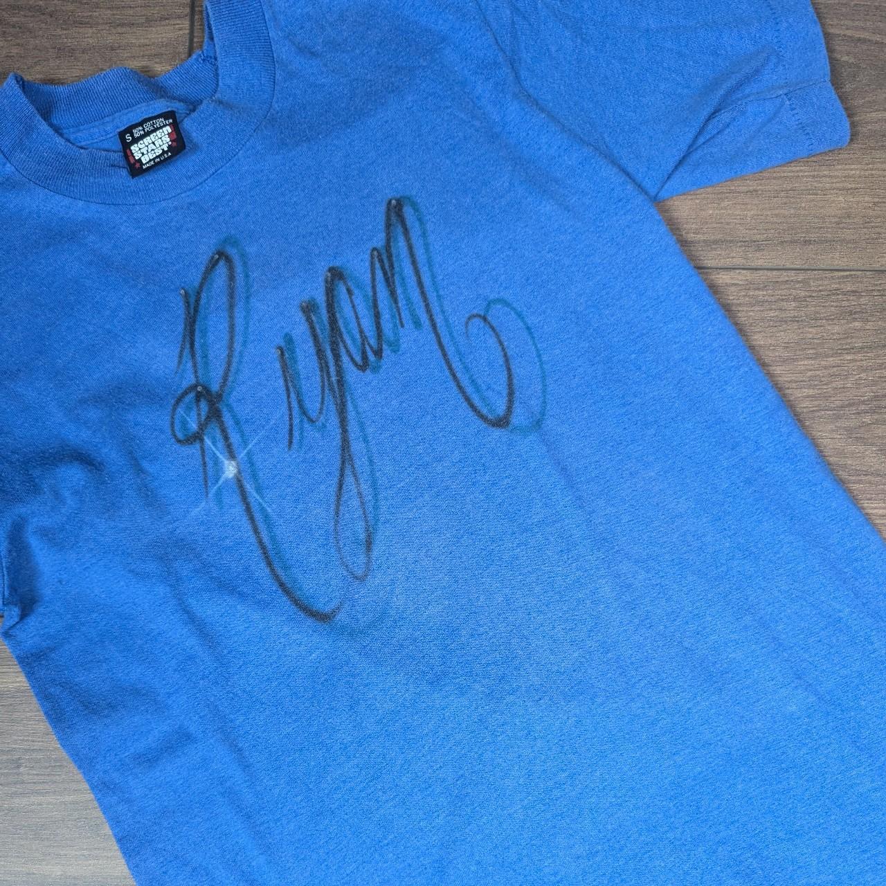 Vintage Screen Stars 80's 90's Blue "Ryan" Graphic T-Shirt Size S