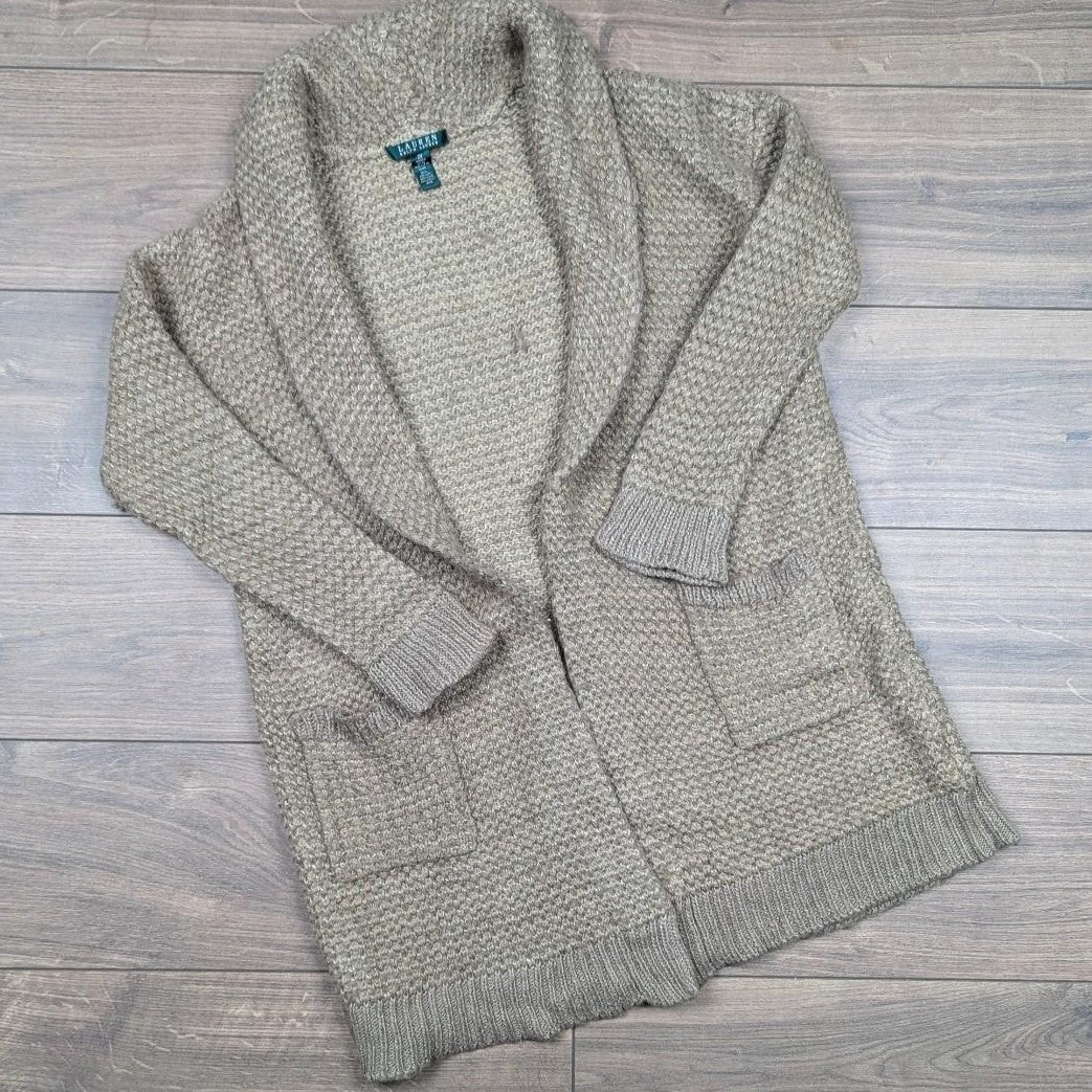 Lauren Ralph Lauren Vintage 00's Y2K Brown Thick Knit Long Cardigan Women's S/M