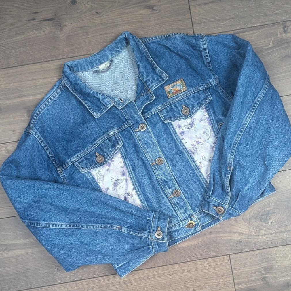 Vintage 90's Lee Cooper Blue Denim Jacket Purple Retro Inserts