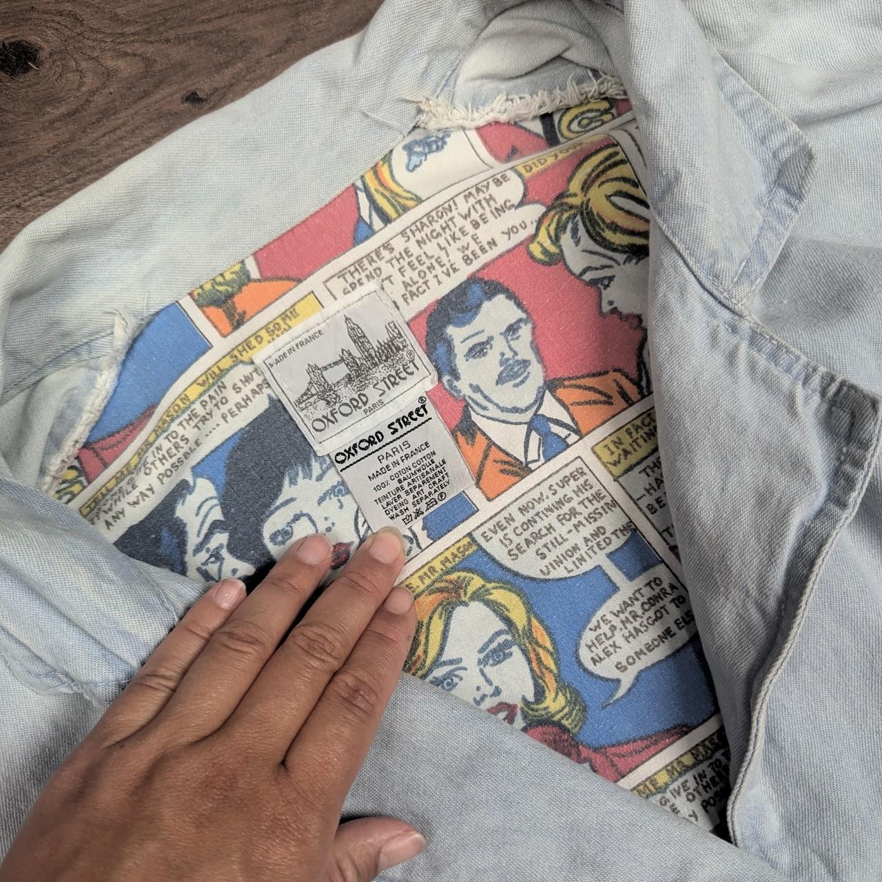 Vintage Oxford Street Paris Long Cocoon Pop Art Long Denim Jacket Made in France