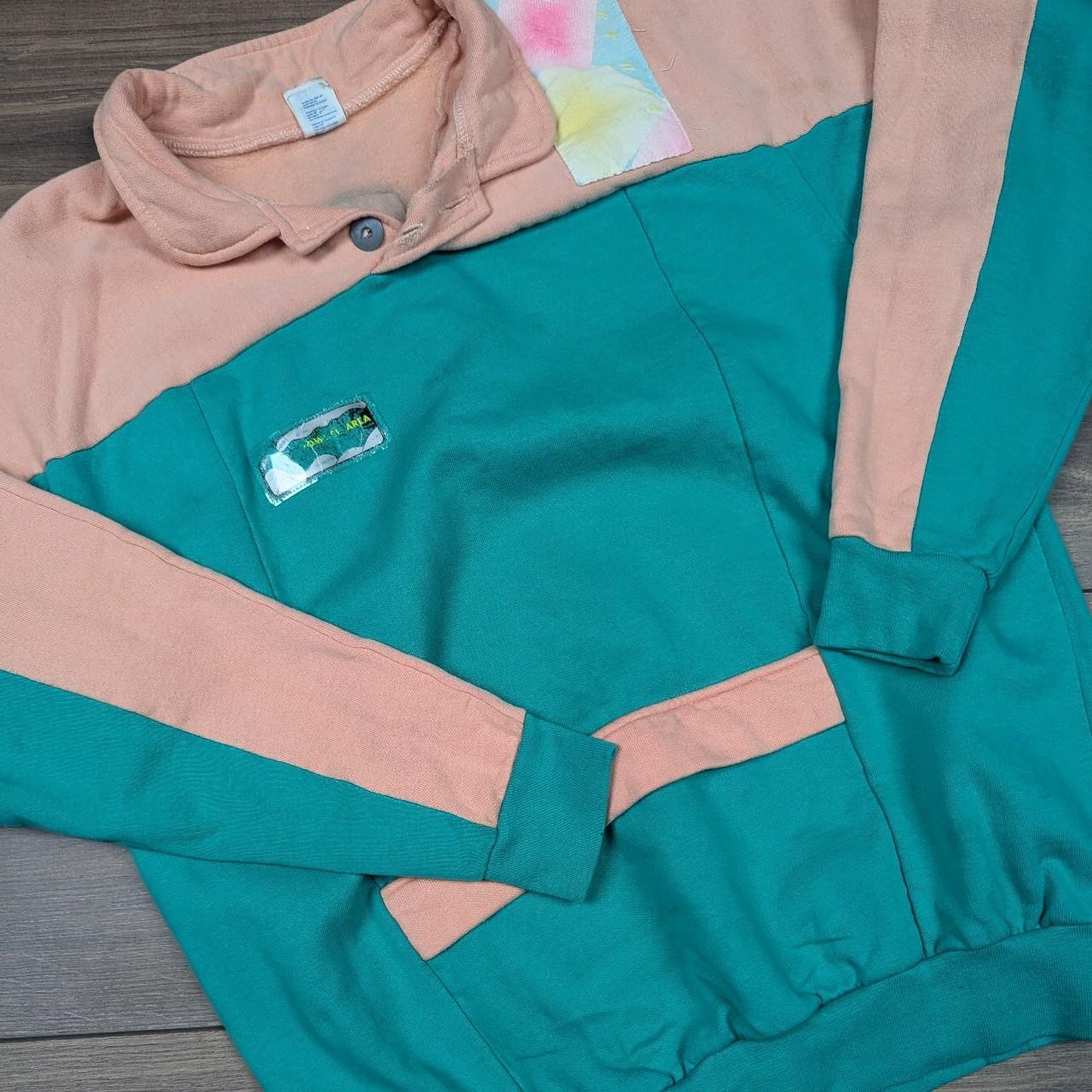 Vintage 80's Green/Peach Dynastar Ski Sweatshirt Women's M