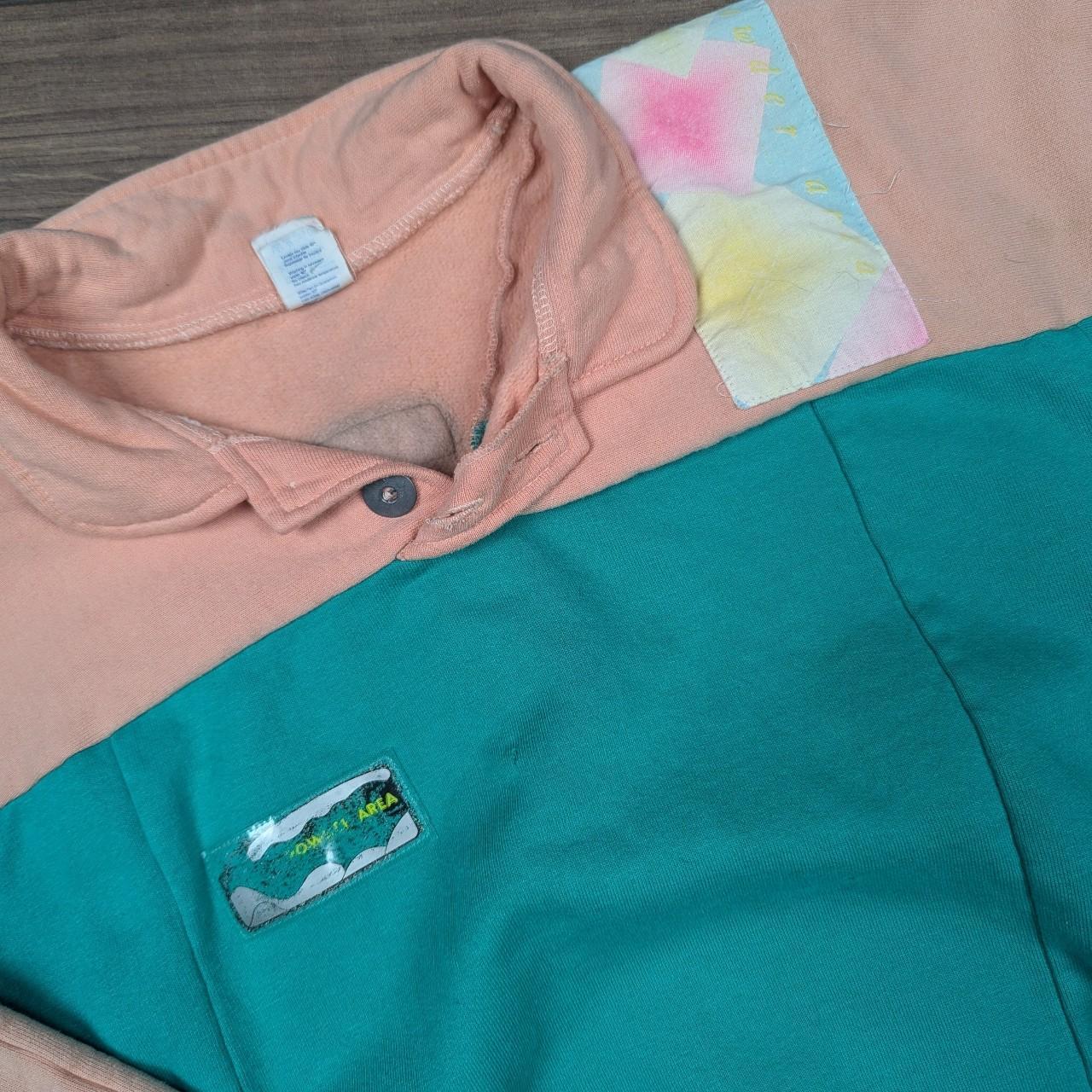 Vintage 80's Green/Peach Dynastar Ski Sweatshirt Women's M