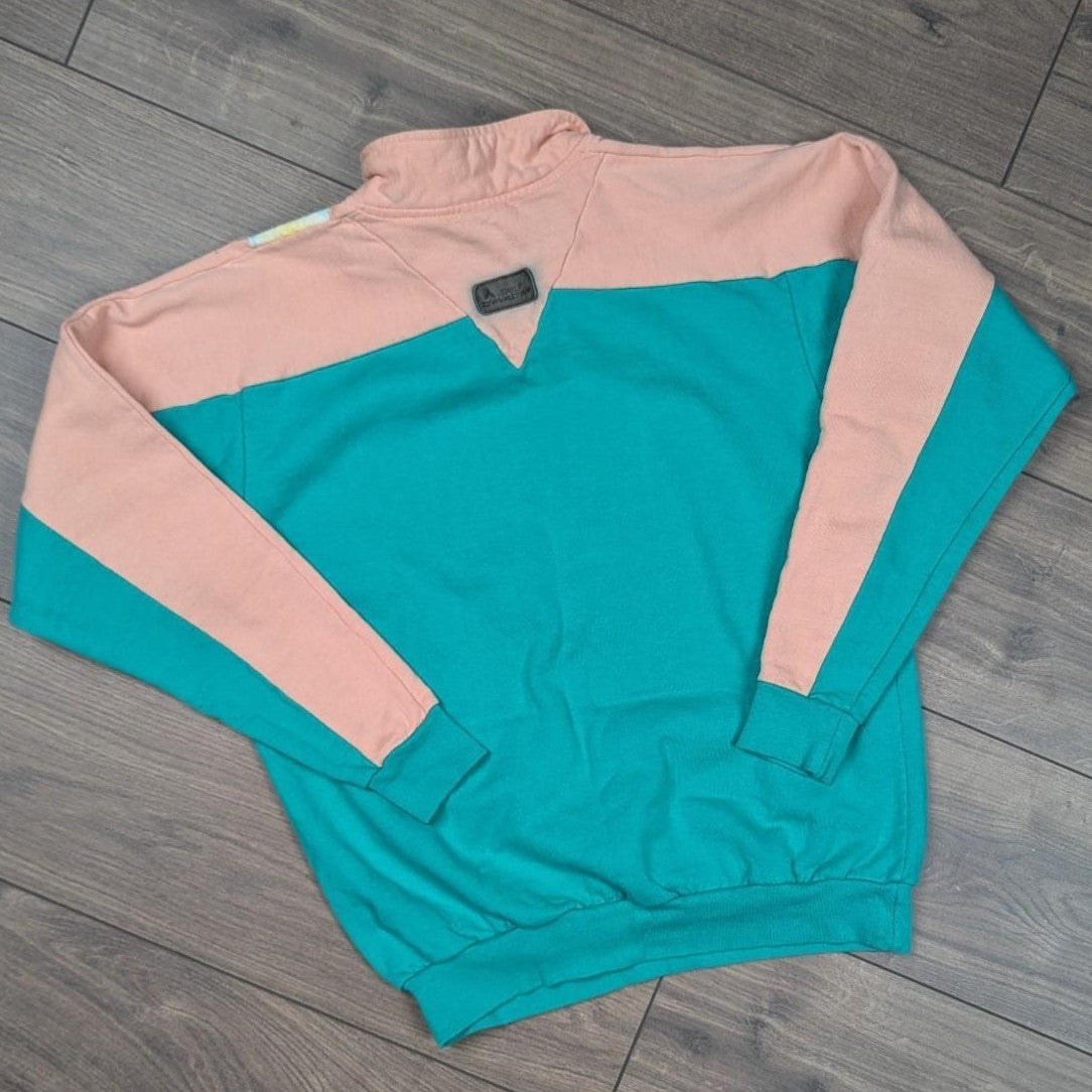 Vintage 80's Green/Peach Dynastar Ski Sweatshirt Women's M
