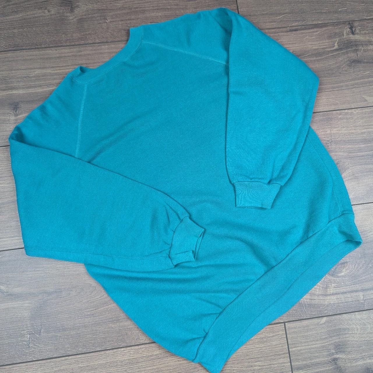 Vintage 1980's Retro Plain Green Boxy Fit Sweatshirt Jumper