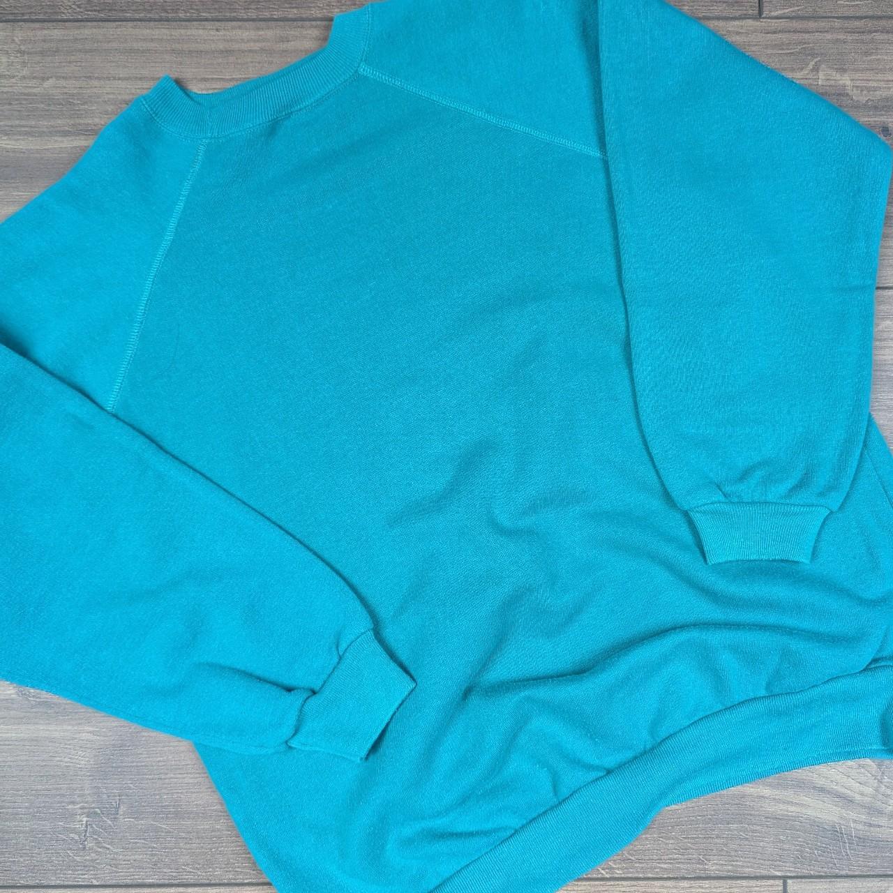Vintage 1980's Retro Plain Green Boxy Fit Sweatshirt Jumper