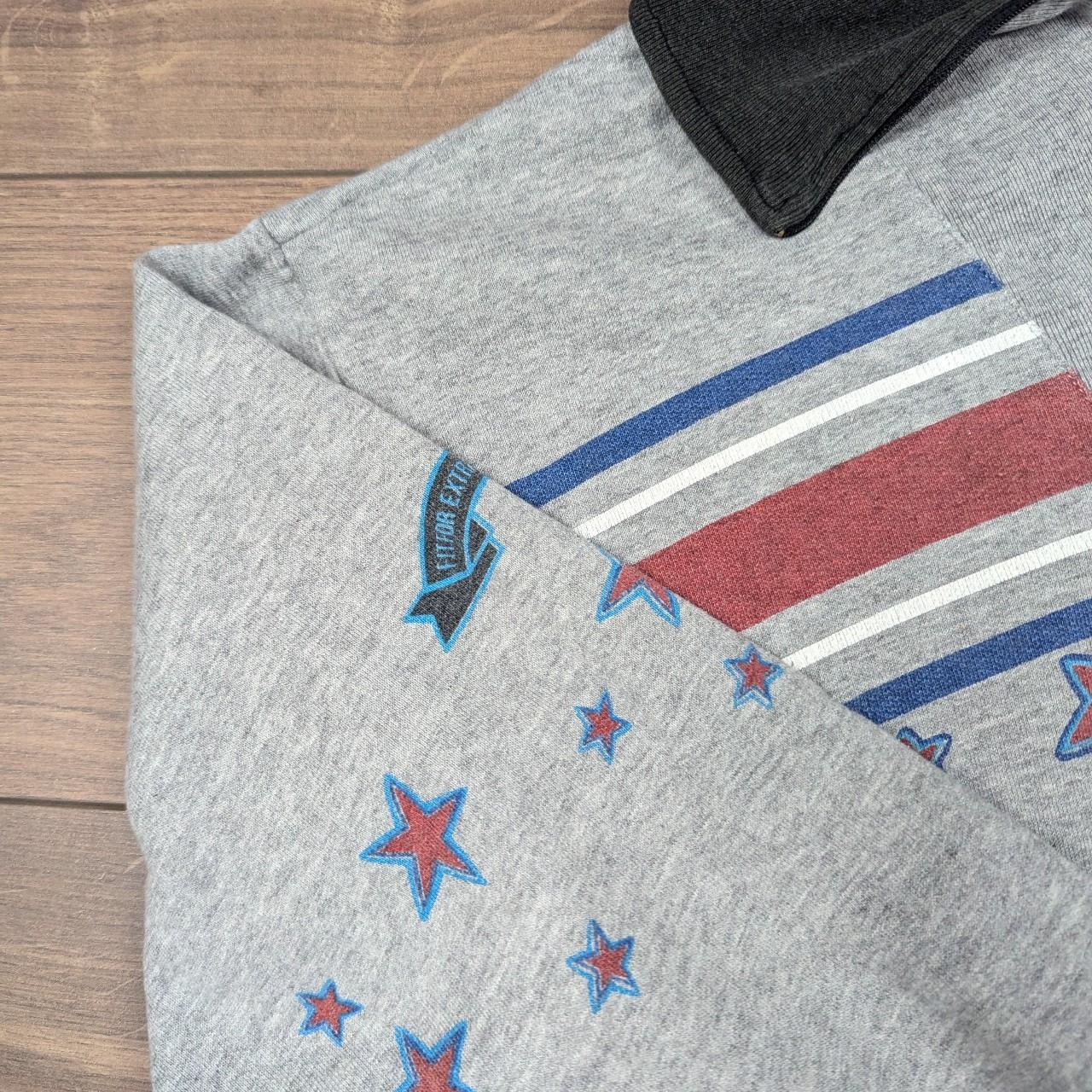 Vintage 80's Grey Quarter Zip Baseball Power Hitter Graphic Sweatshirt