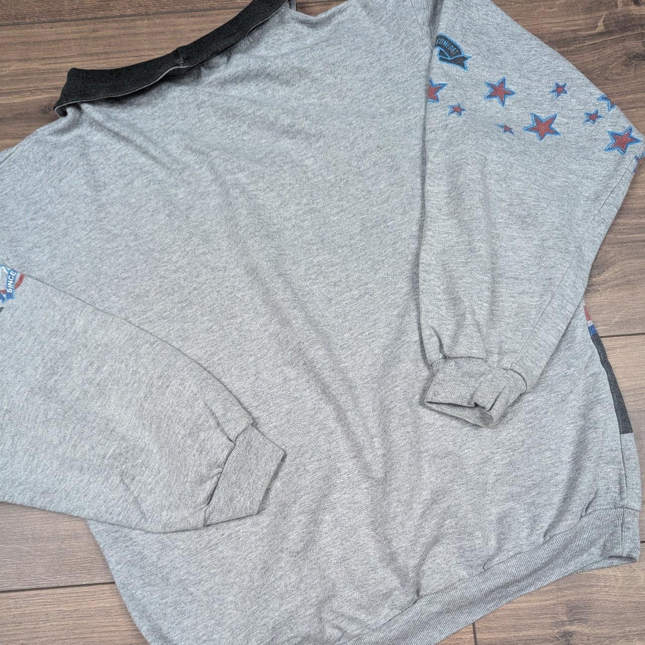 Vintage 80's Grey Quarter Zip Baseball Power Hitter Graphic Sweatshirt