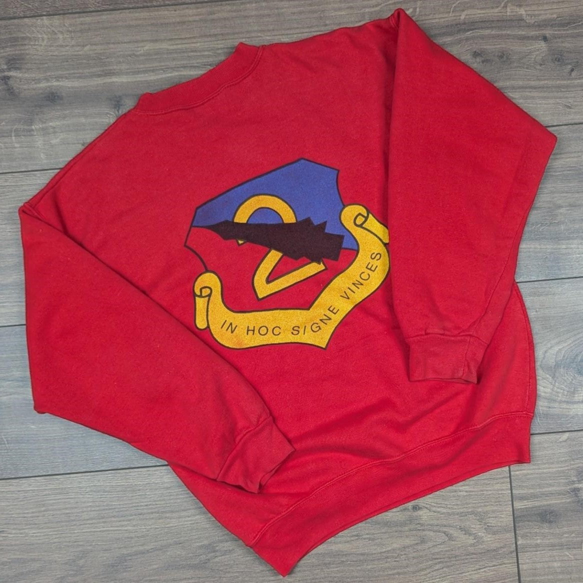 Vintage 1980's Latin Red Graphic Sweatshirt Jumper