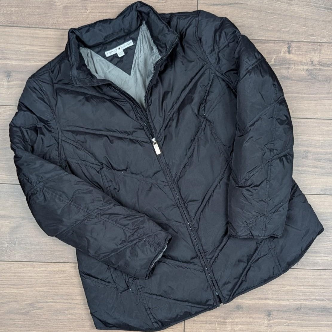 Black Tommy Hilfiger 00's Vintage Y2K Thick Down Feather Puffer Jacket Coat XL