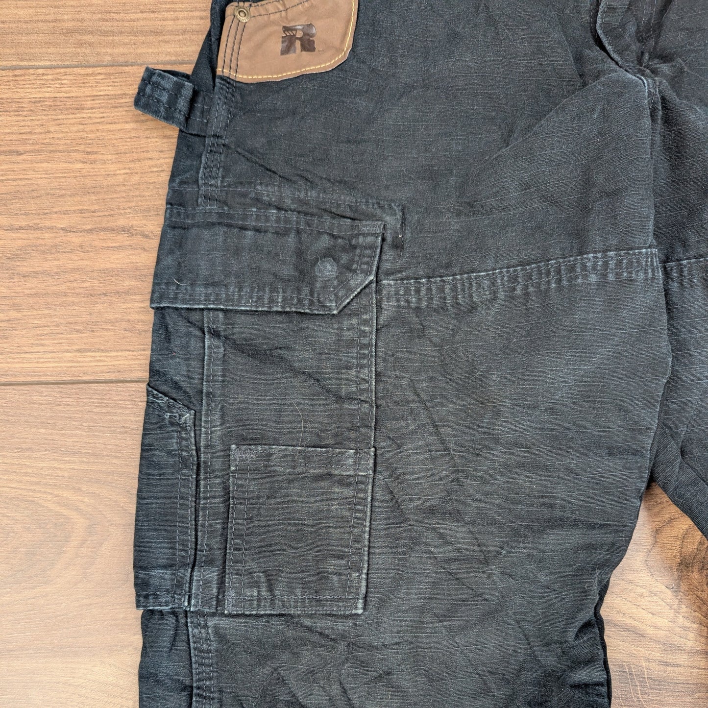 Black Wrangler Riggs Workwear Straight Leg Cargo Carpenter Jeans W30 L32