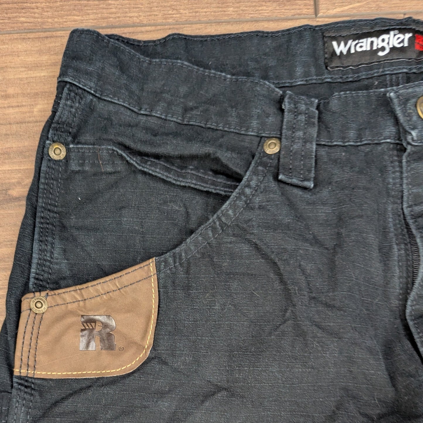Black Wrangler Riggs Workwear Straight Leg Cargo Carpenter Jeans W30 L32
