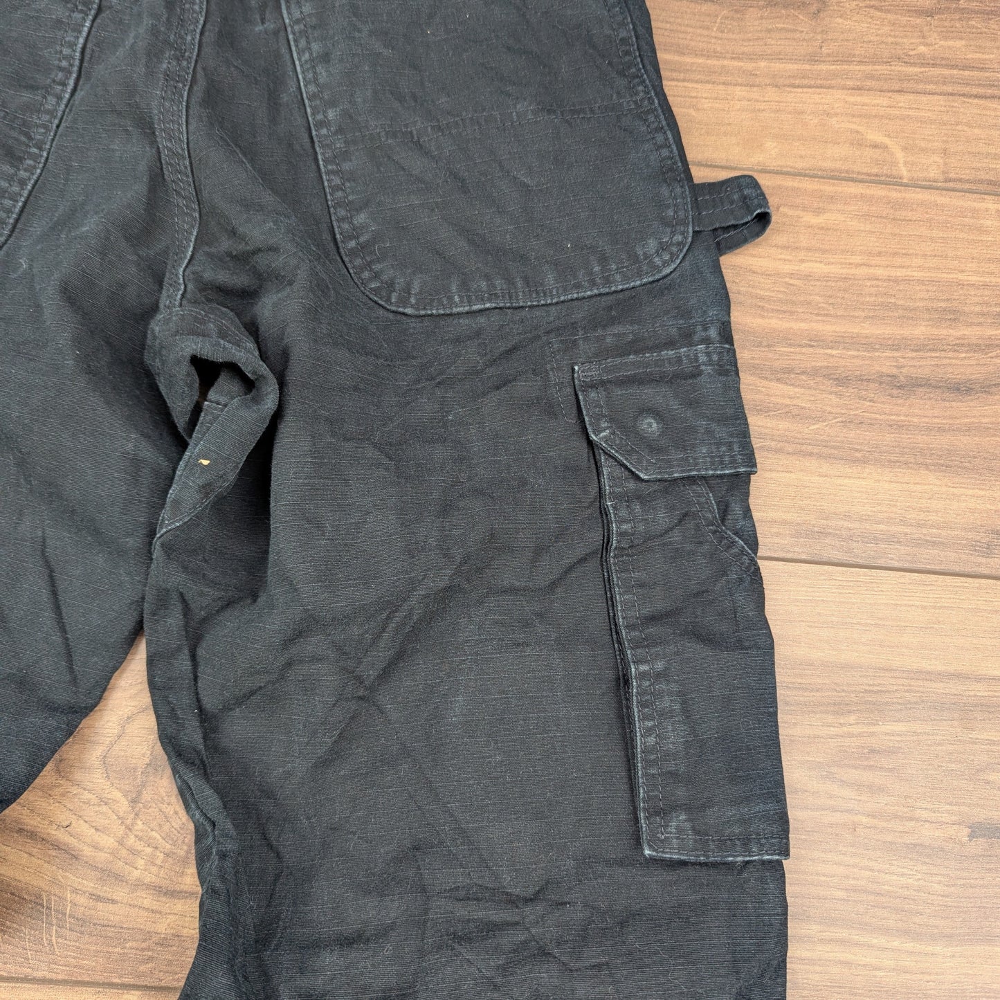 Black Wrangler Riggs Workwear Straight Leg Cargo Carpenter Jeans W30 L32