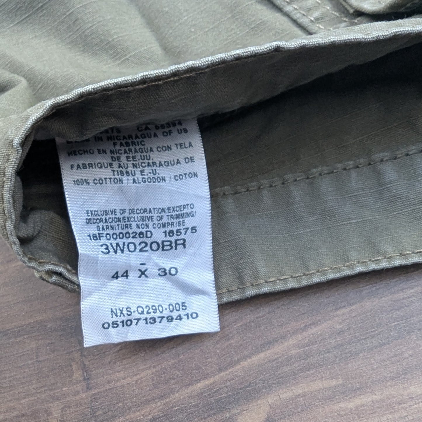 Khaki Brown Wrangler Riggs Workwear Straight Leg Cargo Carpenter Jeans W44 L30