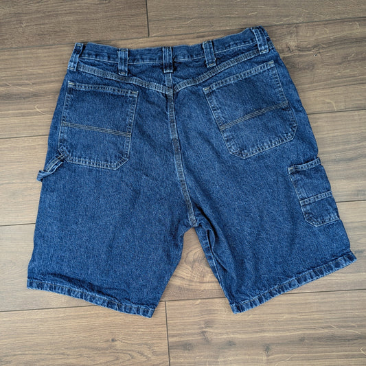 Blue Vintage Wrangler Carpenter Cargo Utility Hip-Hop Baggy Denim Shorts W36