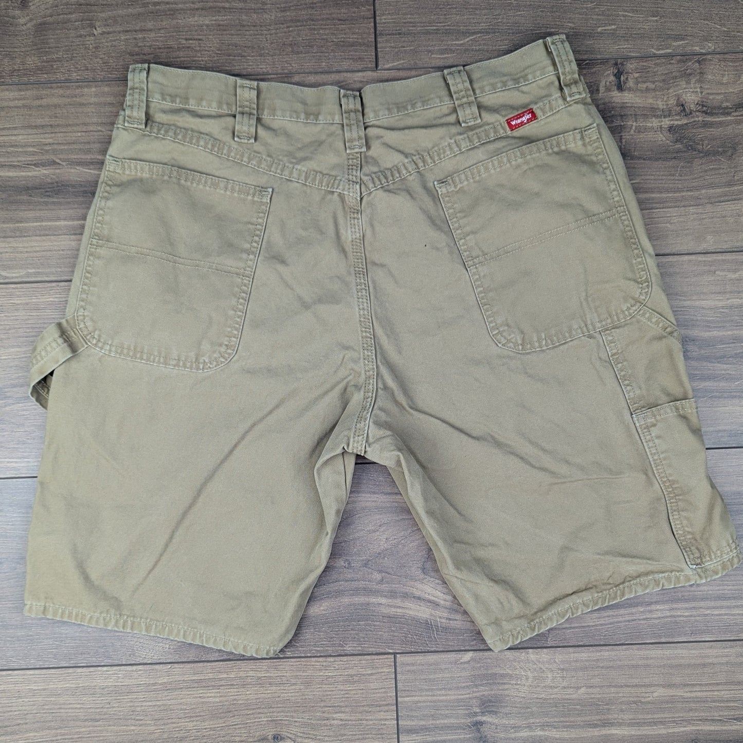 Brown Tan Vintage Wrangler Carpenter Cargo Utility Shorts Jorts W36