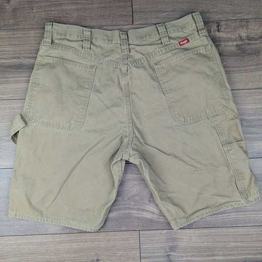 Brown Tan Vintage Wrangler Carpenter Cargo Utility Shorts Jorts W36