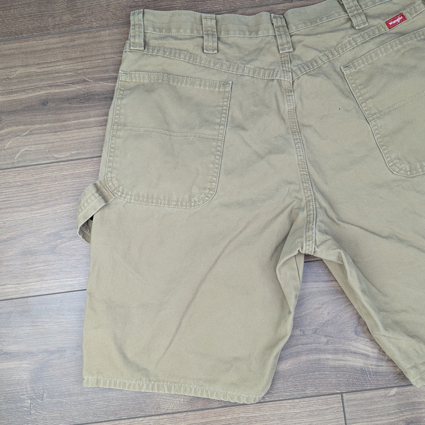Brown Tan Vintage Wrangler Carpenter Cargo Utility Shorts Jorts W36