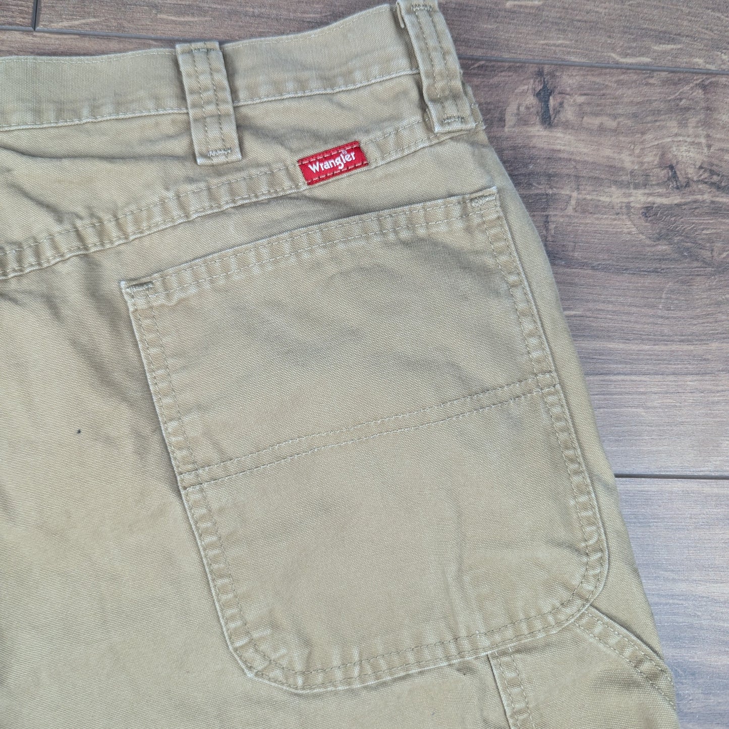 Brown Tan Vintage Wrangler Carpenter Cargo Utility Shorts Jorts W36