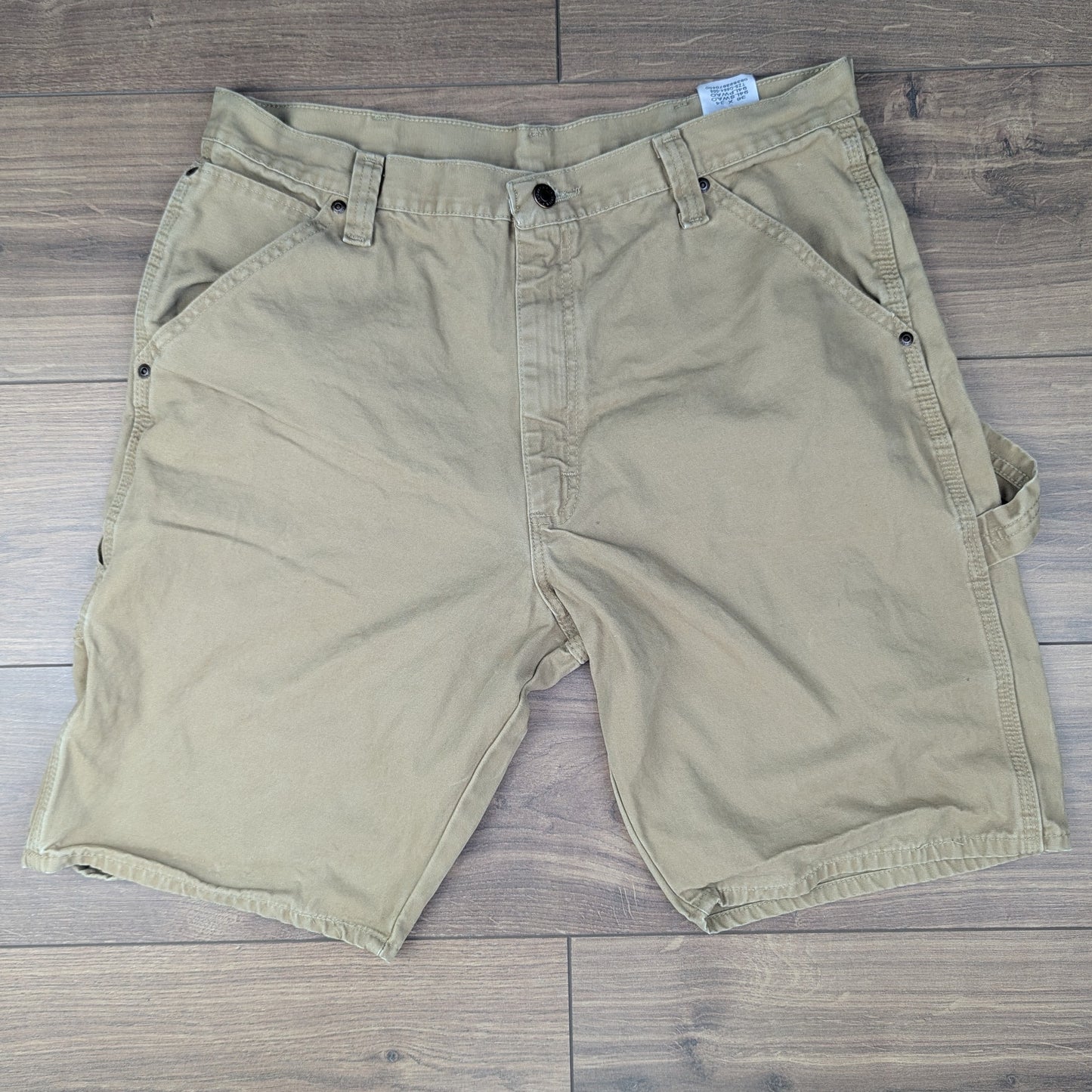 Brown Tan Vintage Wrangler Carpenter Cargo Utility Shorts Jorts W36