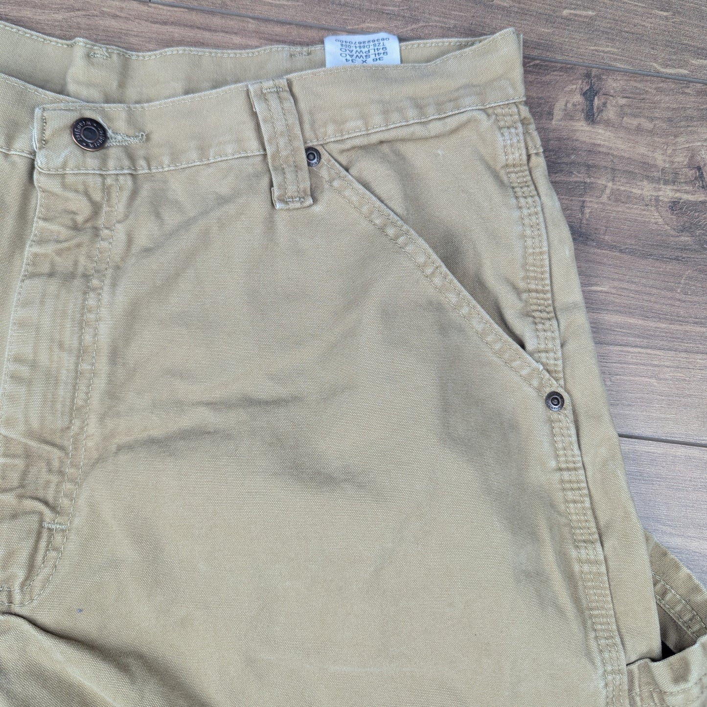 Brown Tan Vintage Wrangler Carpenter Cargo Utility Shorts Jorts W36