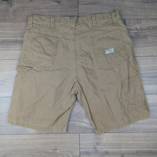 Brown Tan Vintage Wrangler Carpenter Cargo Utility Shorts Jorts W38