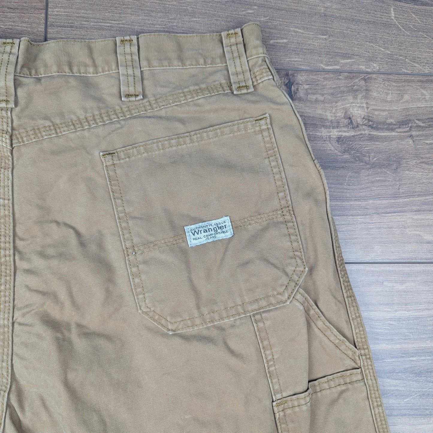 Brown Tan Vintage Wrangler Carpenter Cargo Utility Shorts Jorts W38