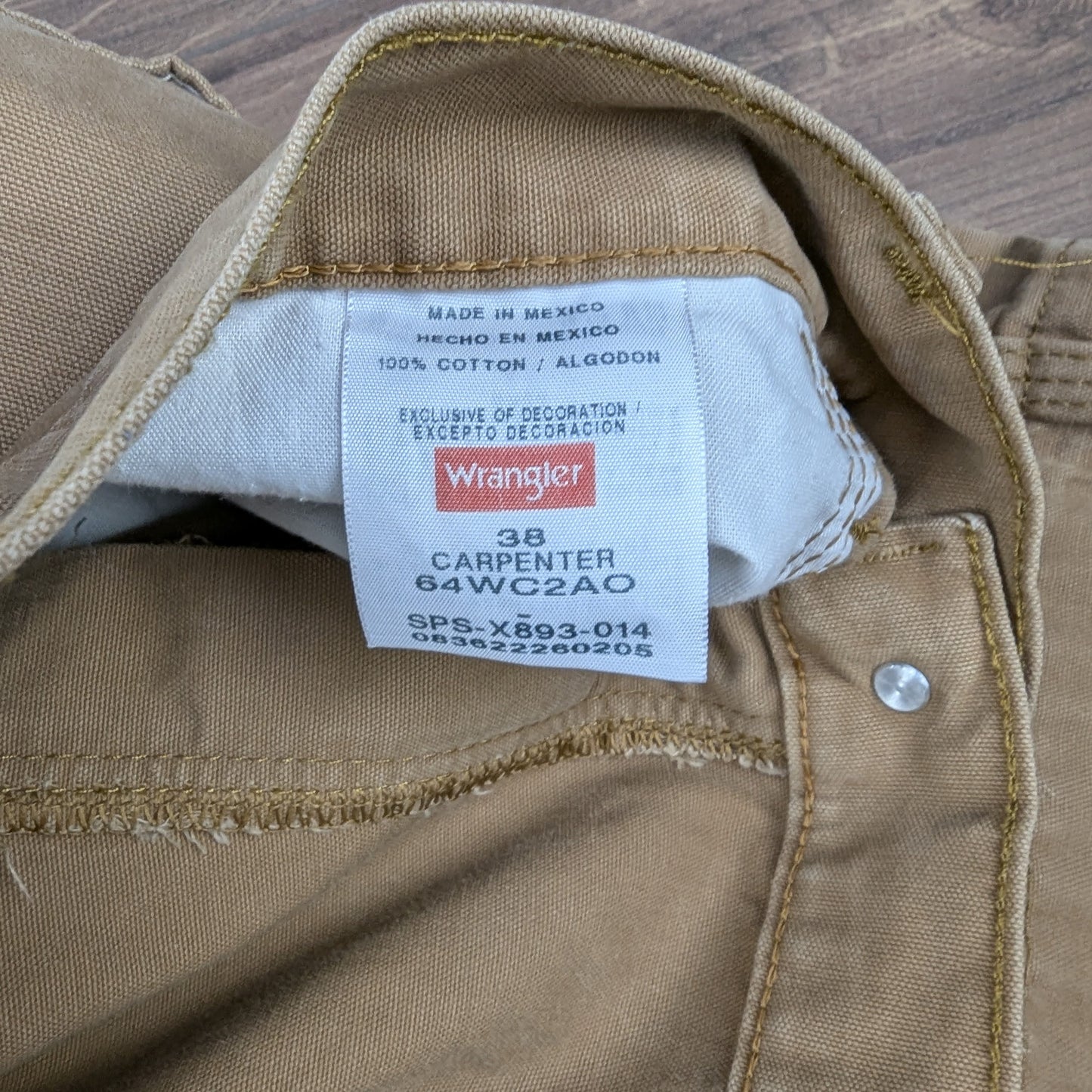 Brown Tan Vintage Wrangler Carpenter Cargo Utility Shorts Jorts W38