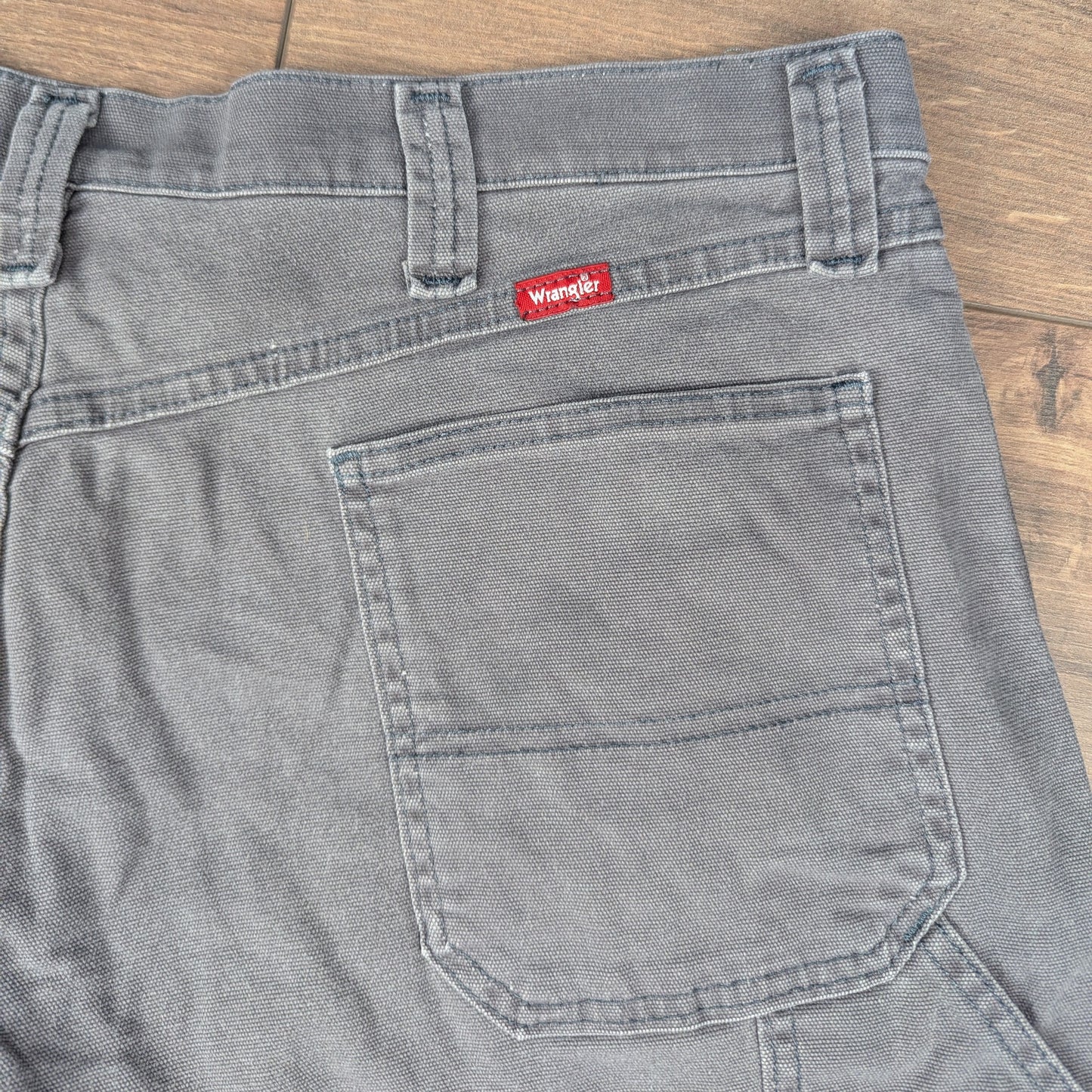 Grey Vintage Wrangler Carpenter Cargo Utility Shorts W38