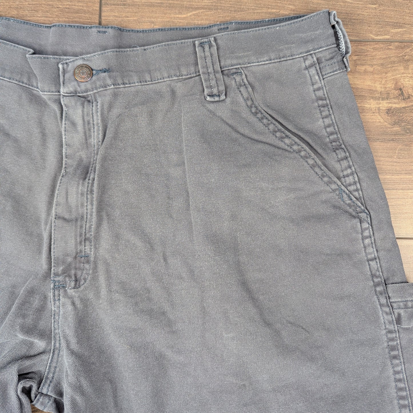 Grey Vintage Wrangler Carpenter Cargo Utility Shorts W38