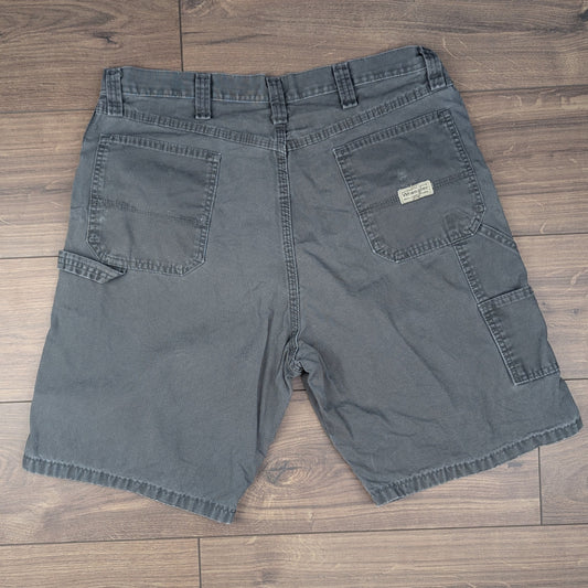 Grey Vintage Wrangler Carpenter Cargo Utility Shorts W36