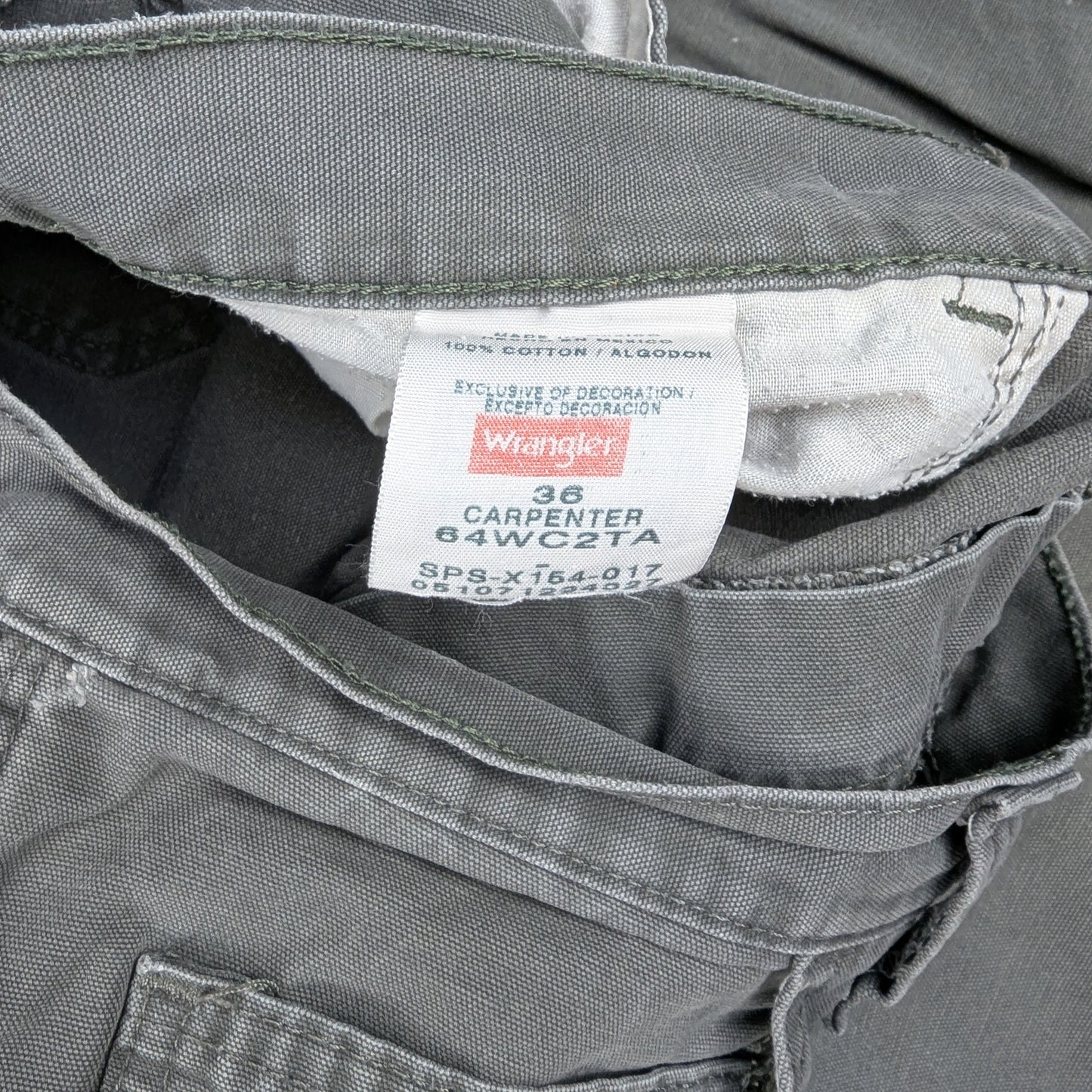 Grey Vintage Wrangler Carpenter Cargo Utility Shorts W36