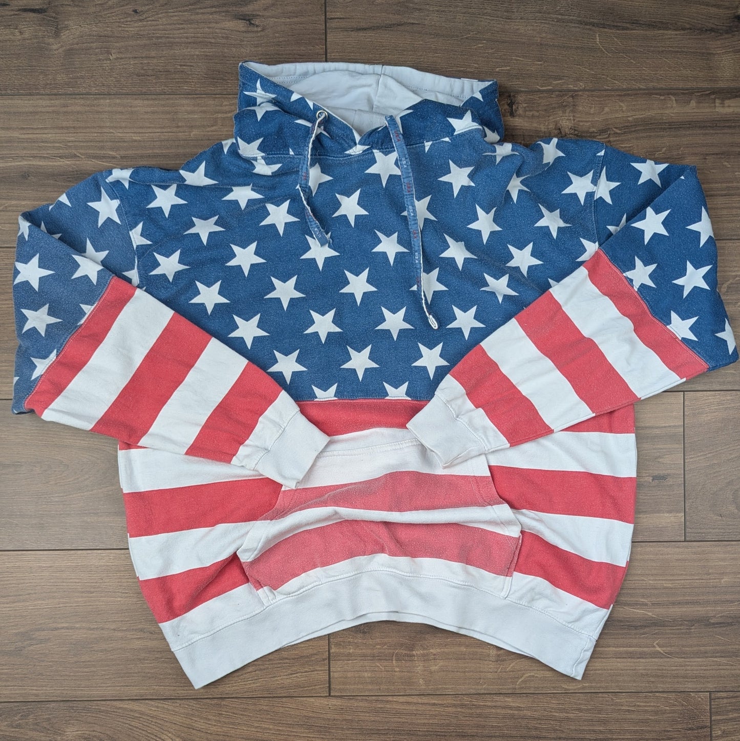 Vintage USA Stars & Stripes Flag Hoodie Oversized Size XXL