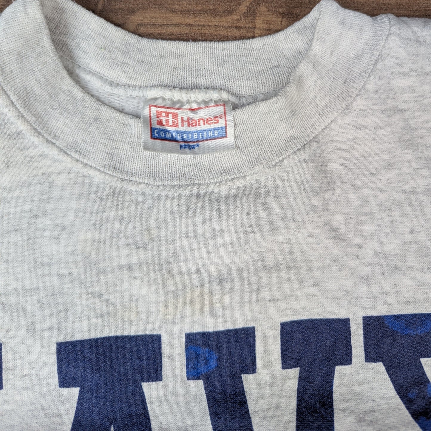 Grey Blue Vintage 90's Hanes Navy Sailing USA Sweatshirt Size L