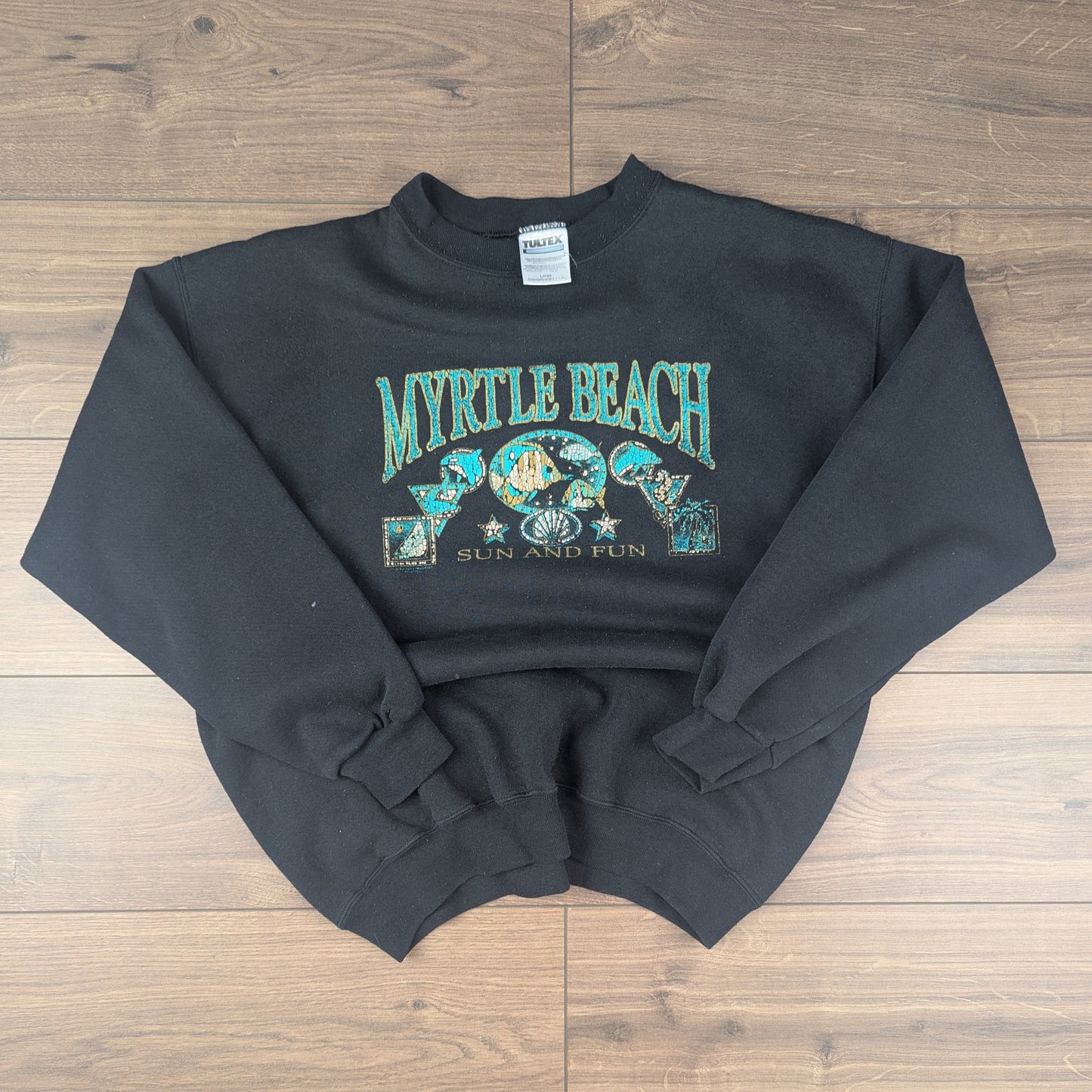 Vintage 00's Tultex Black Myrtle Beach Graphic Sweatshirt Size L