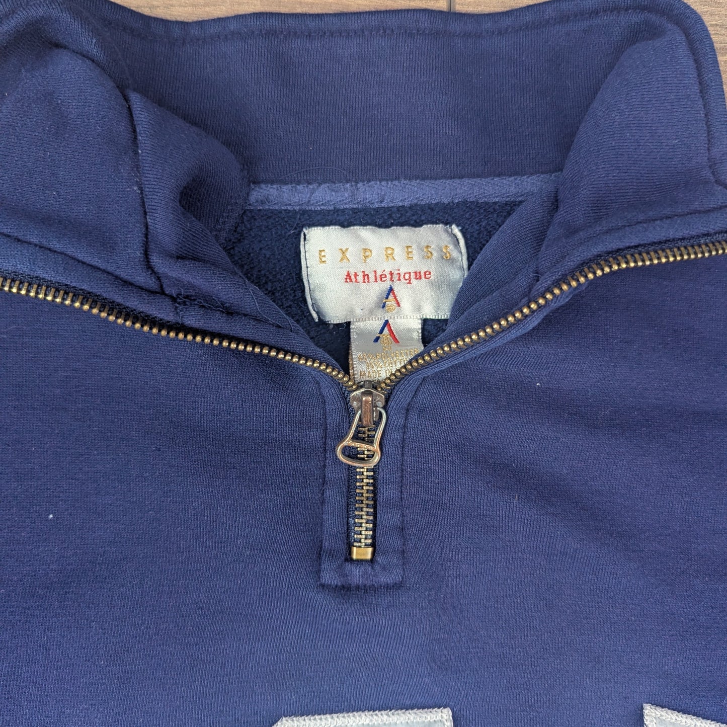 Navy Express Athletique Vintage USA Graphic Quarter Zip Sweatshirt Size M