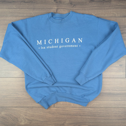 HANES Blue Michigan Graphic USA Sweatshirt Size S