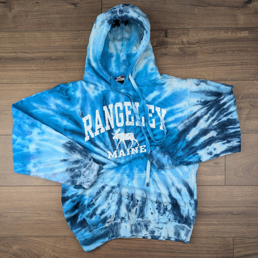 Isaac's Designs Vintage Tie-Dye Blue Graphic Hoodie Size M