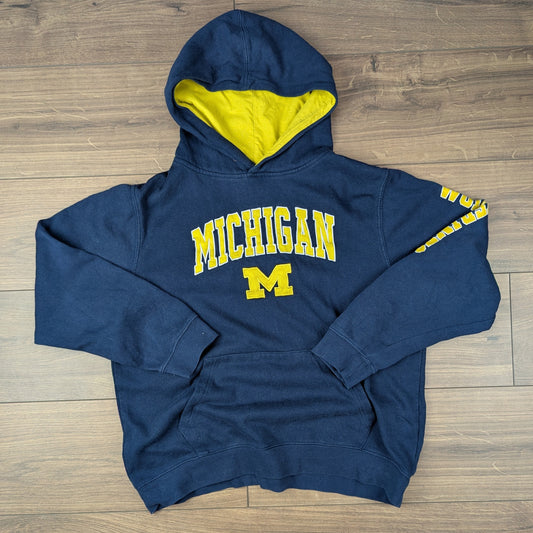 Vintage Stadium Athletics Michigan Wolverines Blue Yellow Hoodie Youth XL