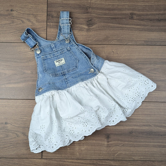 OshKosh B'gosh Vintage Style Dungaree Dress Adjustable Straps Size 18m