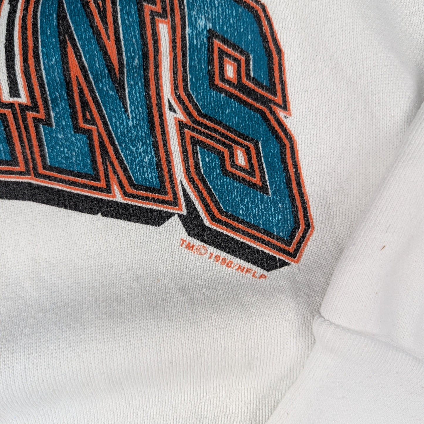 90's Vintage Miami Dolphins NFL White/Turquoise Logo 7 Sweatshirt Size S