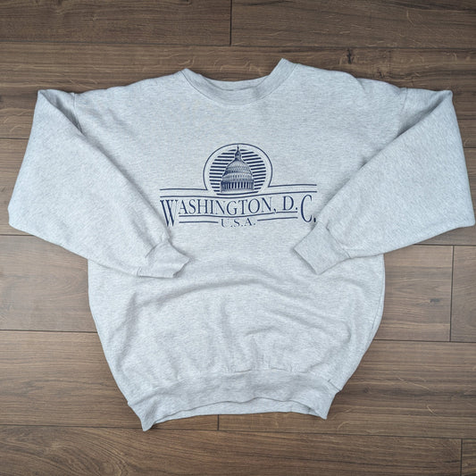 90's Vintage Washington D.C Heavyweight Grey Sweatshirt Size XL