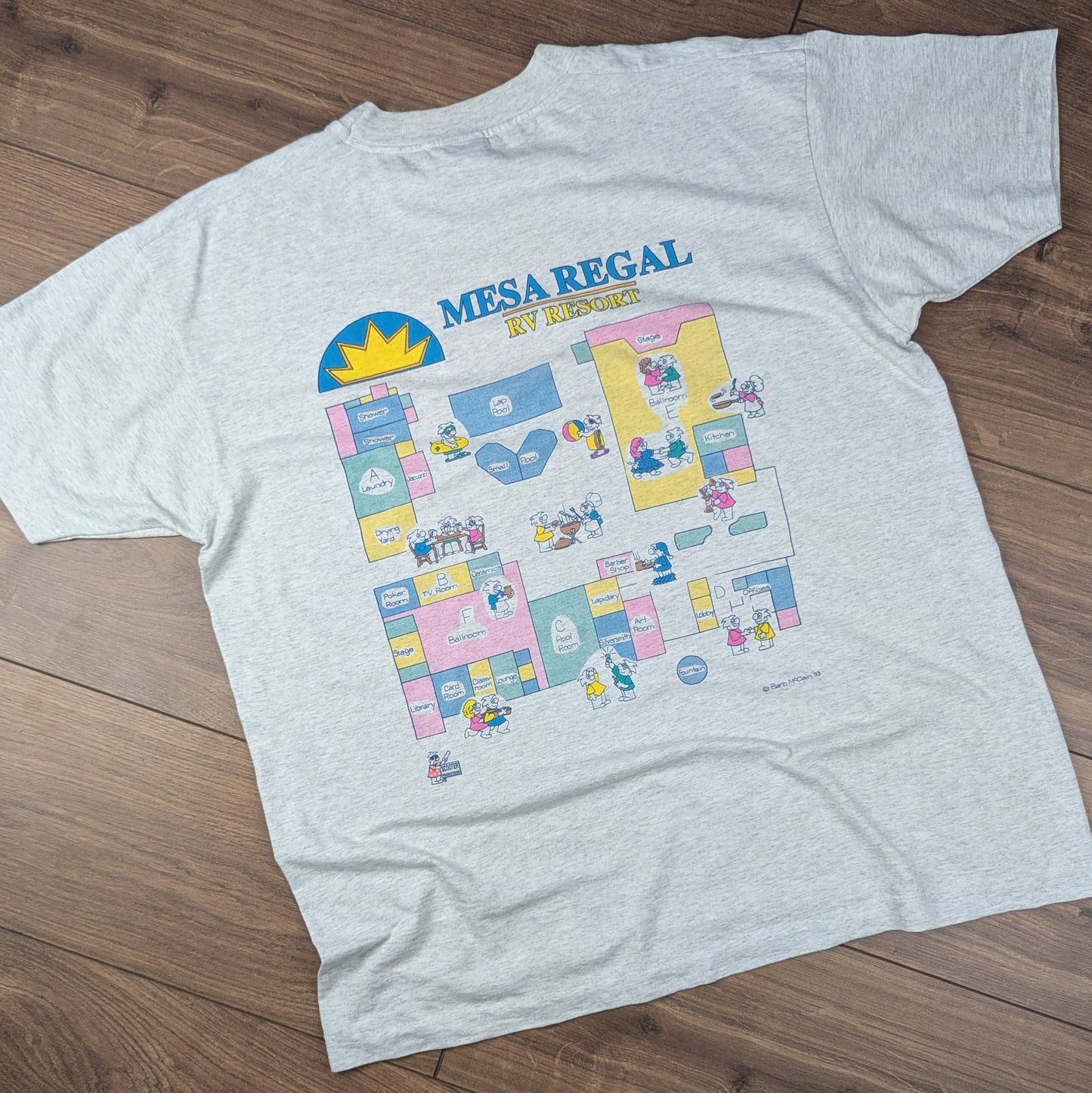 Grey 90's Single Stitch Vintage Mesa Cartoon Graphic T-Shirt Made in USA Size XL