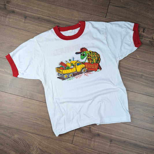 White Red Vintage Single Stitch '87 I Survived Tonka Truck Turtle T-Shirt Size M